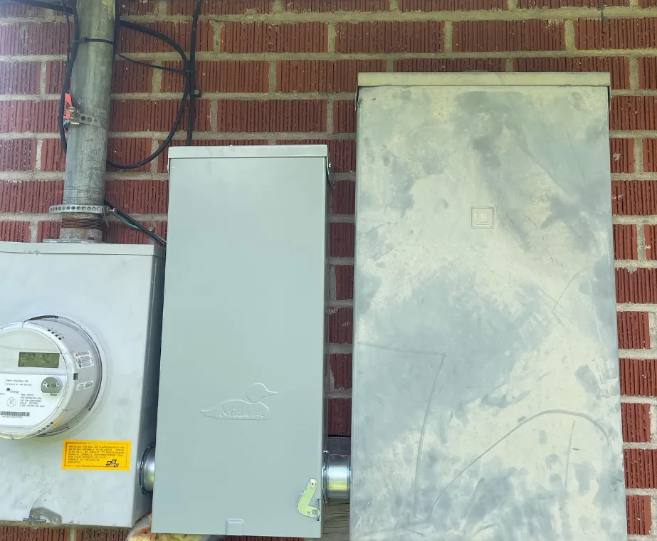 Finished exterior electrical service change with new meter and disconnect in Lake Charles